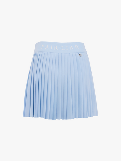 Pique pleated skirt - Light Blue