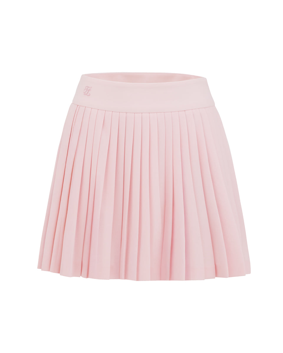 Pique pleated skirt (Pink)