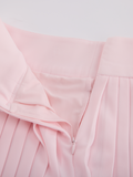 Pique pleated skirt - Pink