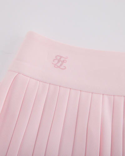 Pique pleated skirt - Pink