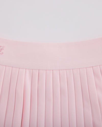 Pique pleated skirt - Pink