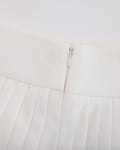Pique pleated skirt - White