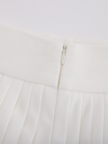 Pique pleated skirt - White