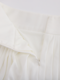 Pique pleated skirt - White