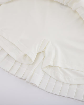 Pique pleated skirt - White