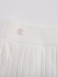 Pique pleated skirt - White