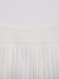 Pique pleated skirt - White