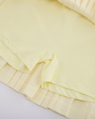 Pique pleated skirt - Yellow