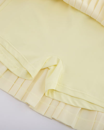 Pique pleated skirt - Yellow