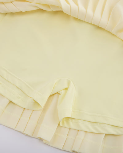 Pique pleated skirt - Yellow