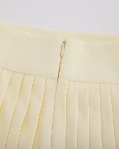Pique pleated skirt - Yellow