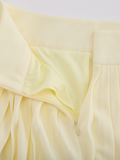 Pique pleated skirt - Yellow