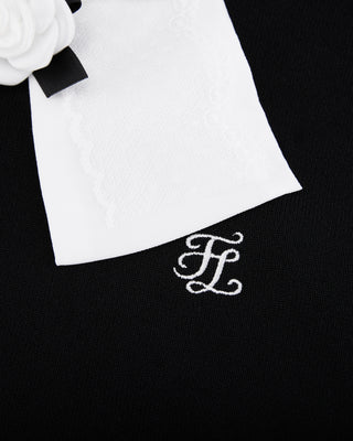 Detachable Lace Ribbon Sleeveless Knit - Black