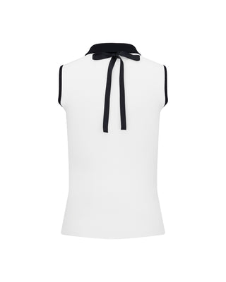 Detachable Lace Ribbon Sleeveless Knit - White