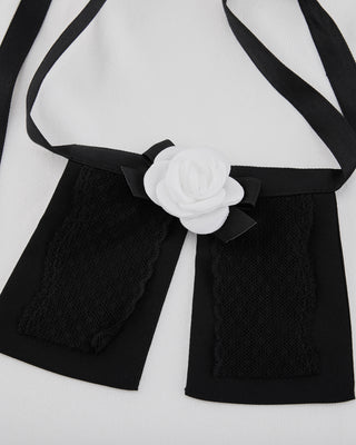 Detachable Lace Ribbon Sleeveless Knit - White