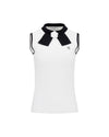 Detachable lace ribbon sleeveless knit - White