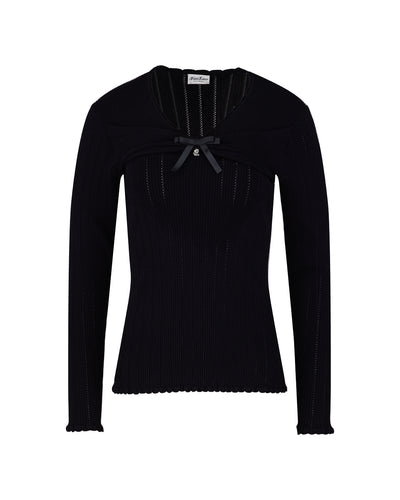 Ribbon shirring knit - Black