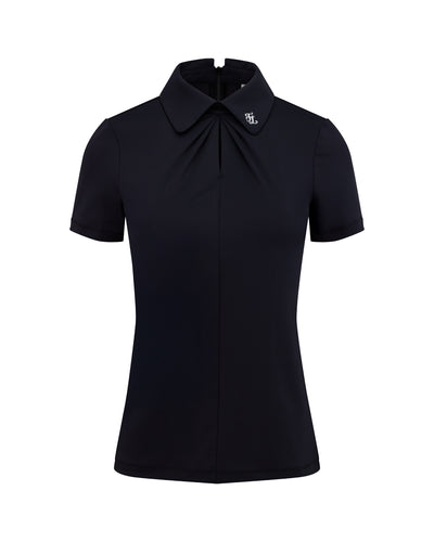 Front shirring short sleeve t-shirt - Black