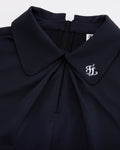 Front shirring short sleeve t-shirt - Black