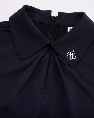 Front shirring short sleeve t-shirt - Black