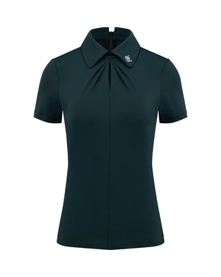 Front shirring short sleeve t-shirt - Dark Green