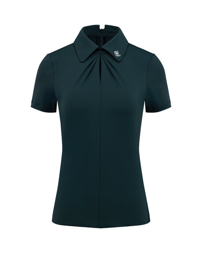 Front shirring short sleeve t-shirt - Dark Green