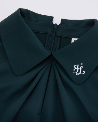 Front shirring short sleeve t-shirt - Dark Green