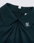 Front shirring short sleeve t-shirt - Dark Green