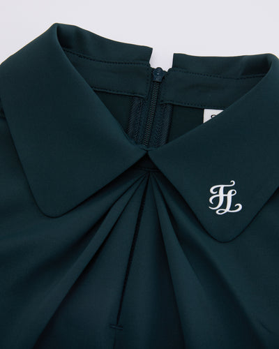 Front shirring short sleeve t-shirt - Dark Green