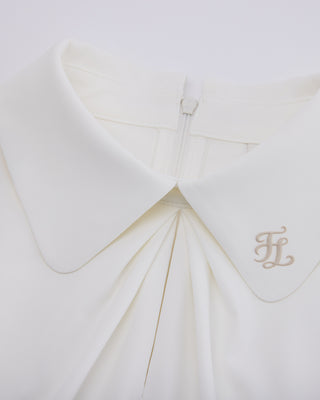 Front shirring short sleeve t-shirt - White