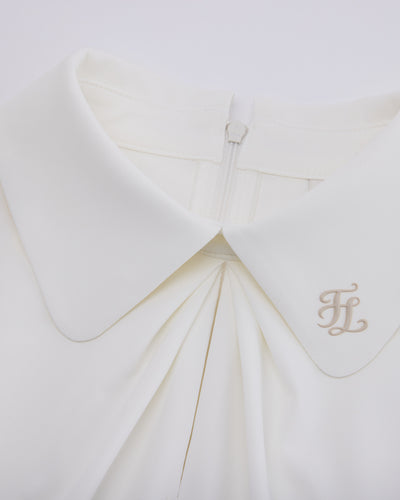 Front shirring short sleeve t-shirt - White