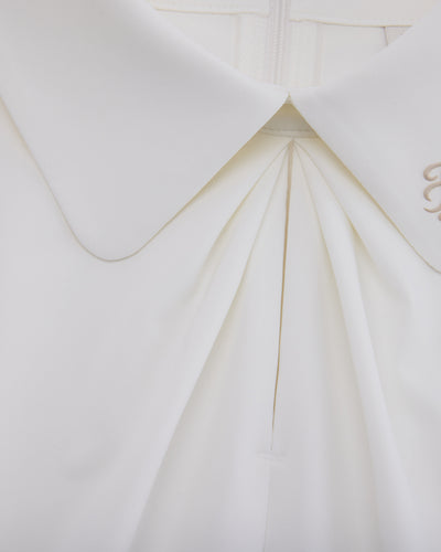 Front shirring short sleeve t-shirt - White