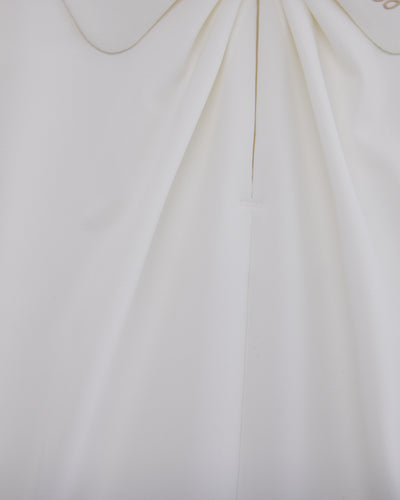 Front shirring short sleeve t-shirt - White