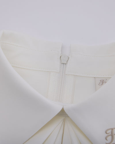Front shirring short sleeve t-shirt - White