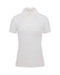 Front shirring short sleeve t-shirt - White