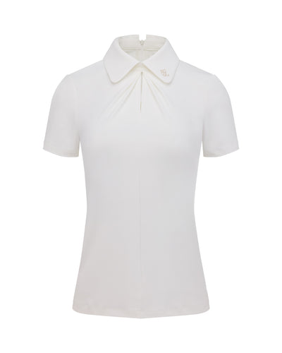 Front shirring short sleeve t-shirt - White