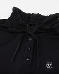 Shirring ribbon high neck t-shirt - Black