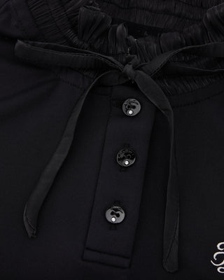 Shirring Ribbon High Neck T-shirt - Black