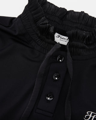Shirring Ribbon High Neck T-shirt - Black
