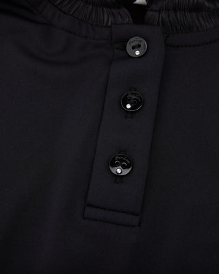 Shirring Ribbon High Neck T-shirt - Black
