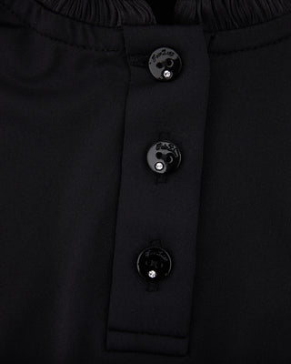 Shirring Ribbon High Neck T-shirt - Black