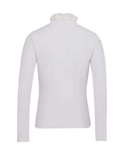 Shirring ribbon high neck t-shirt - White