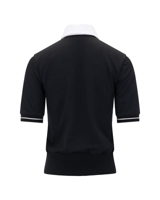 Lettering Jacquard T-shirt - Black