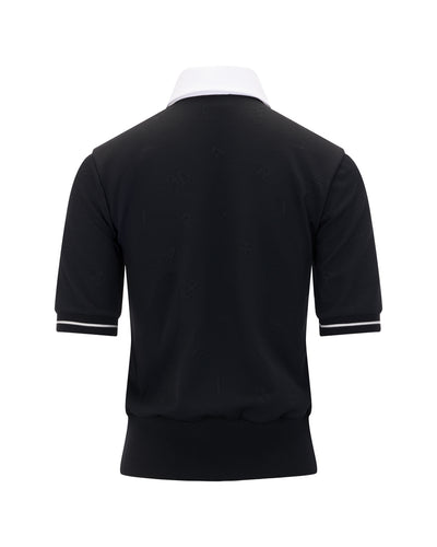 lettering jacquard t-shirt - Black