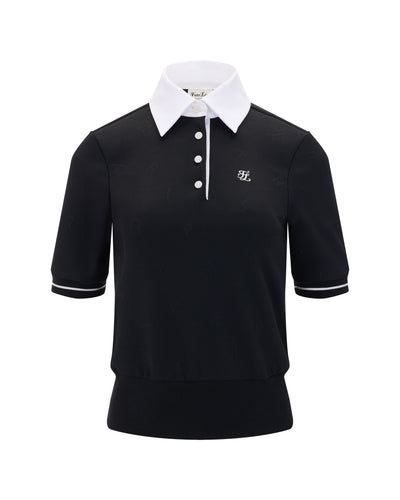 lettering jacquard t-shirt - Black