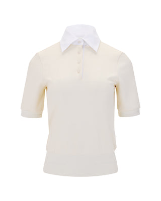 Lettering Jacquard T-shirt - Cream