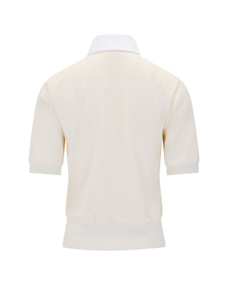 Lettering Jacquard T-shirt - Cream