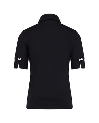 Lettering Scarf Short Sleeve T-shirt - Black