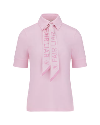 Lettering Scarf Short Sleeve T-shirt - Pink