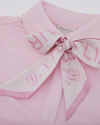 Lettering Scarf Short Sleeve T-shirt - Pink
